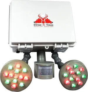 Harvest Time Gray Ghost Step Fade Feeder Light – Time and Motion Activated Amber Glowing Wild Game Light for Night Hunting – Solar Powered Hog Hunting Light – Hunter Package