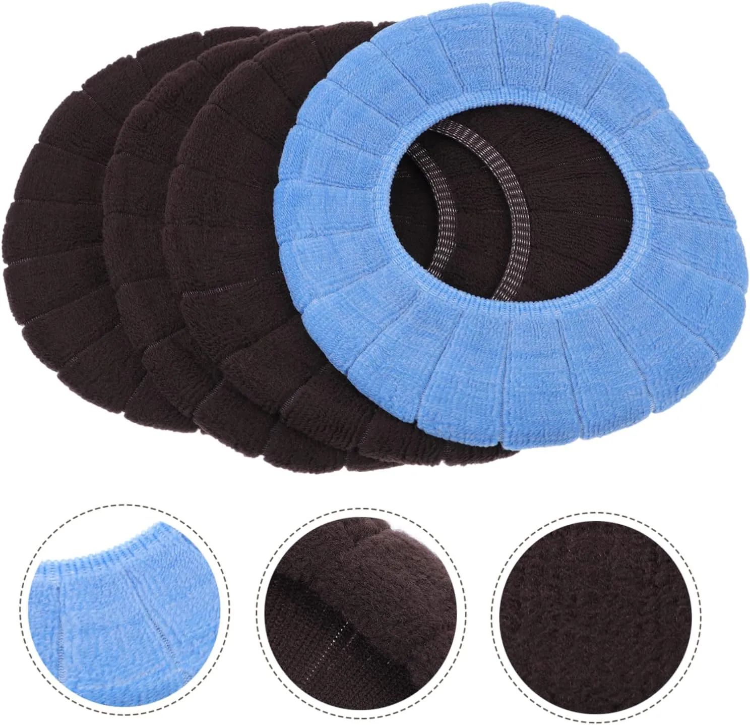 Healifty 4pcs Toilet Mat Blue Seat Covers Black Pouf Foldable Potty Washable Toilet Pads Breathable Toilet Cover Toilet Cushion Non Bathroom Cover (Random Color)