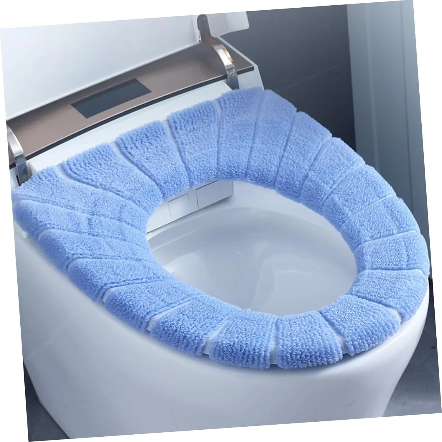 Healifty 4pcs Toilet Mat Blue Seat Covers Black Pouf Foldable Potty Washable Toilet Pads Breathable Toilet Cover Toilet Cushion Non Bathroom Cover (Random Color)