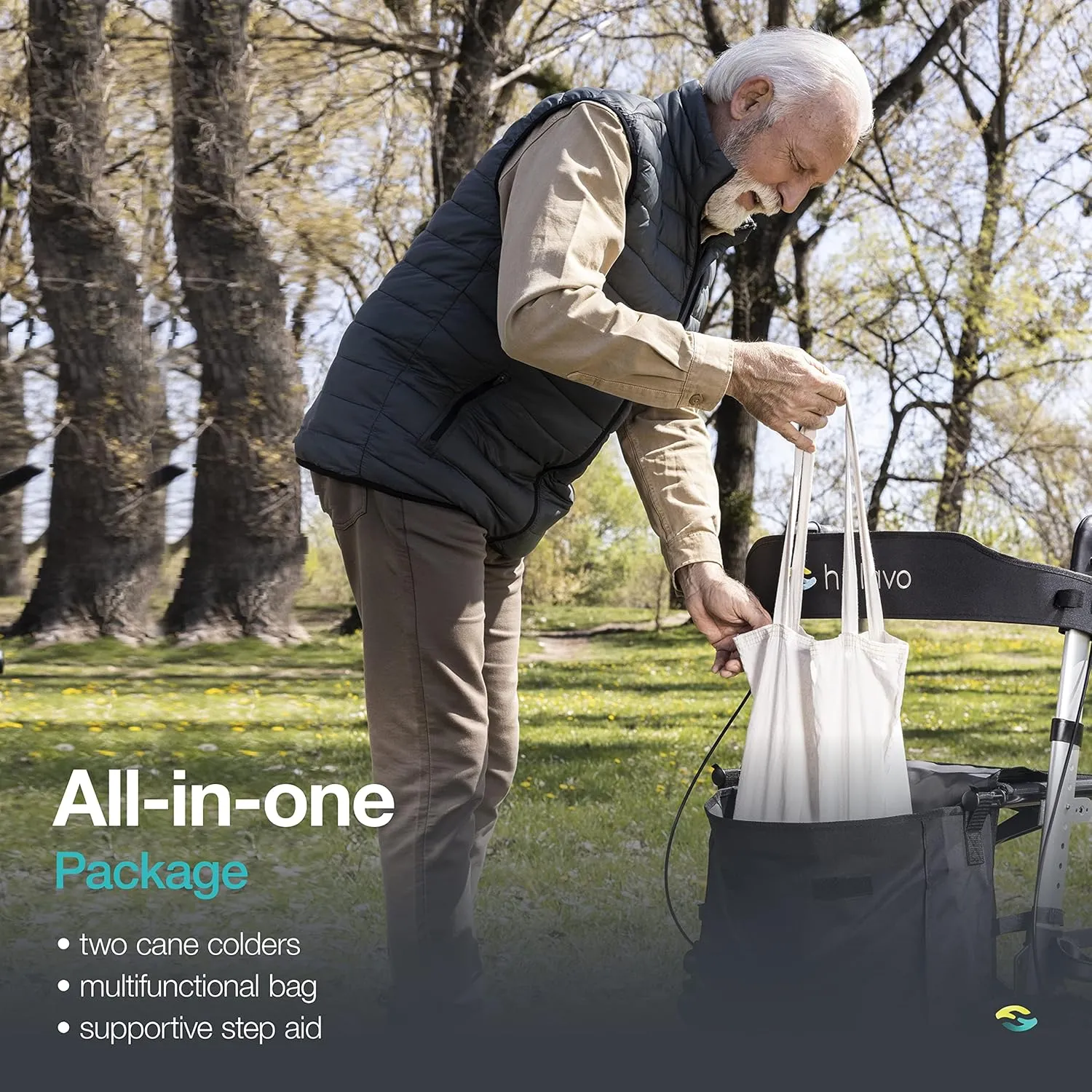 Helavo Foldable Rollator with Seat - Lightweight Aluminum Rolling Walker for Seniors and Adults