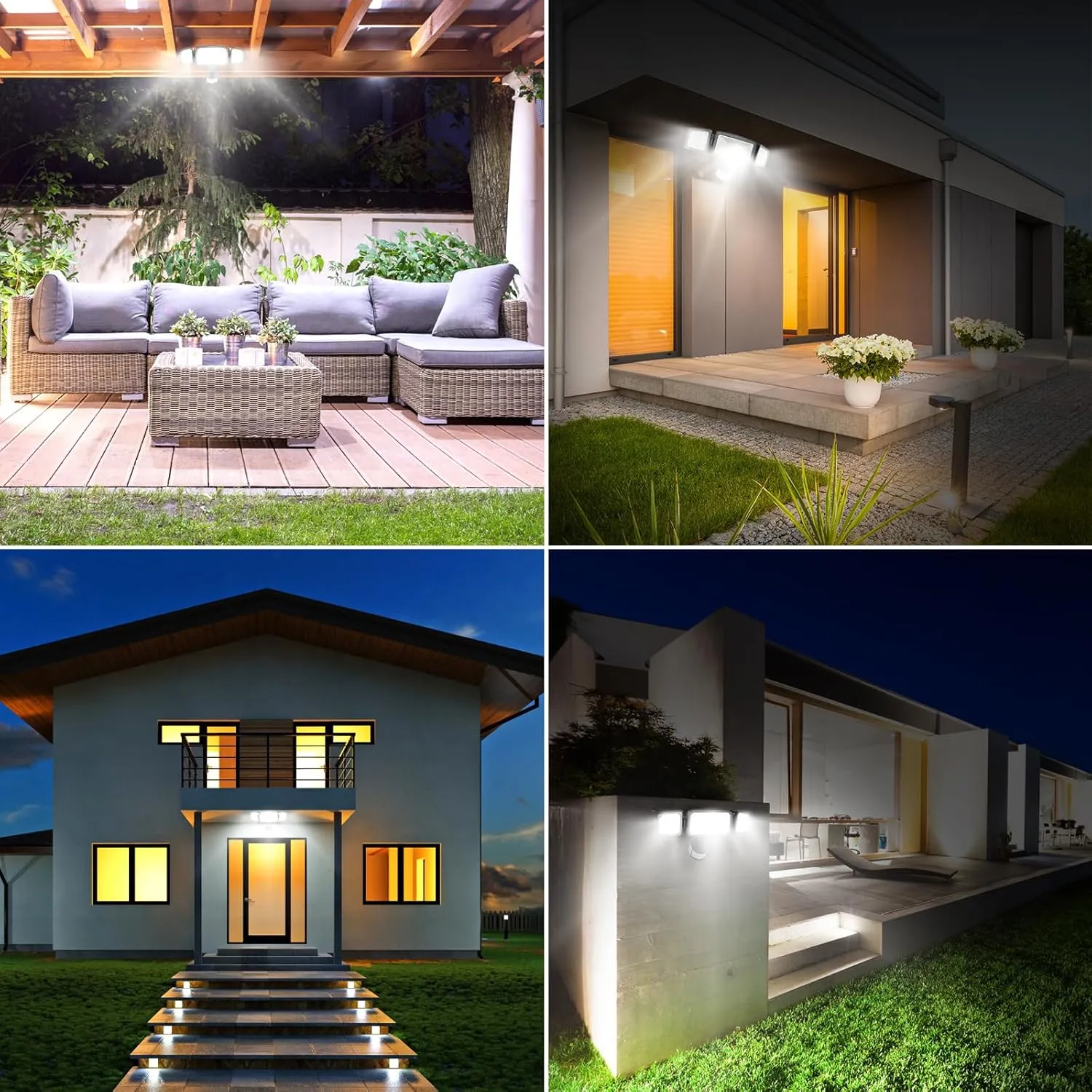 HGGH Motion Sensor Outdoor Lights – Flood Lights Outdoor Security Light, LED Floodlights IP65 Waterproof 6000K 38W 4200LM with 3 Adjustable Heads, Exterior Light for House, Backyard, Porch
