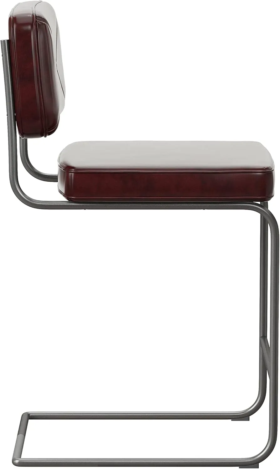 Hillsdale, Breuer Metal Counter Height Stools with Upholstered X Back Stitch Design, Set of 2, Burgundy