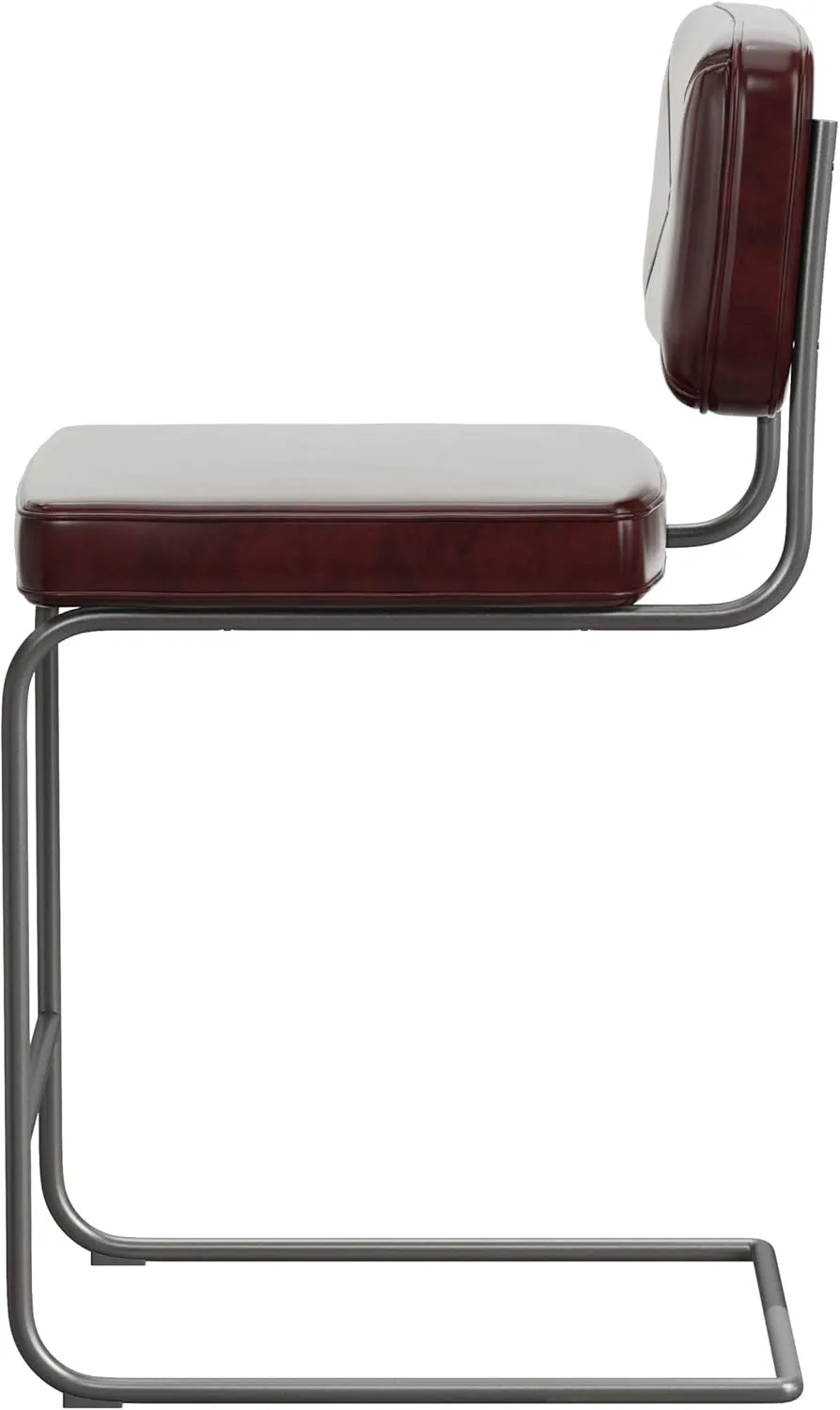Hillsdale, Breuer Metal Counter Height Stools with Upholstered X Back Stitch Design, Set of 2, Burgundy
