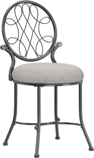 Hillsdale O'Malley Vanity Stool with Spiral Pattern Design, Metallic Gray