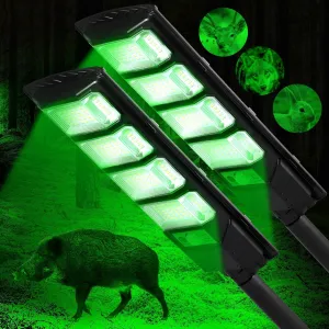 Hog Lights for Night Hunting, 12000LM Solar Green Hunting Light with Remote, Motion Sensor and Waterproof, Hog Light for Predator Coyote Hog Deer Varmint— Perfect Hunting Accessories