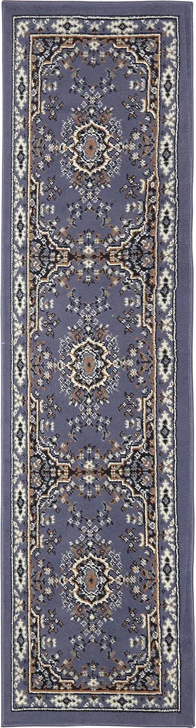 Home Dynamix Premium Sakarya Traditional Medallion Border Area Rug, Country Blue, 1'9"x7'2" Runner