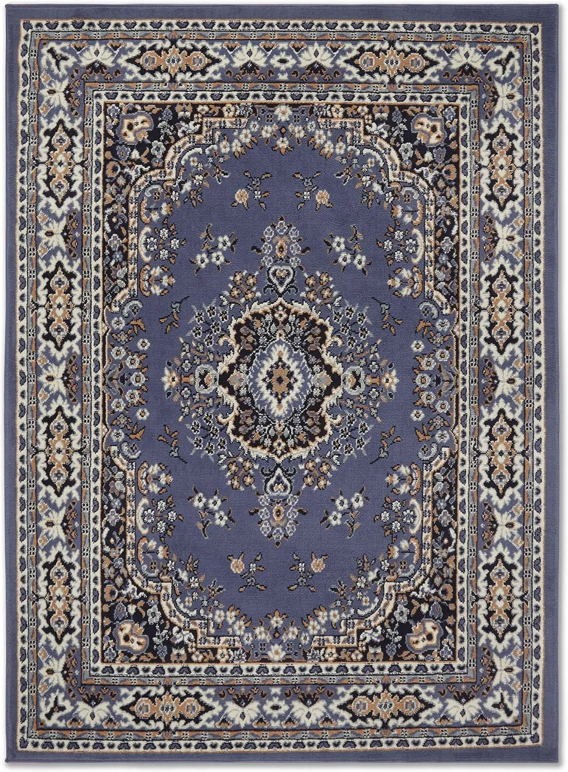 Home Dynamix Premium Sakarya Traditional Medallion Border Area Rug, Country Blue, 5'2"x7'4" Rectangle