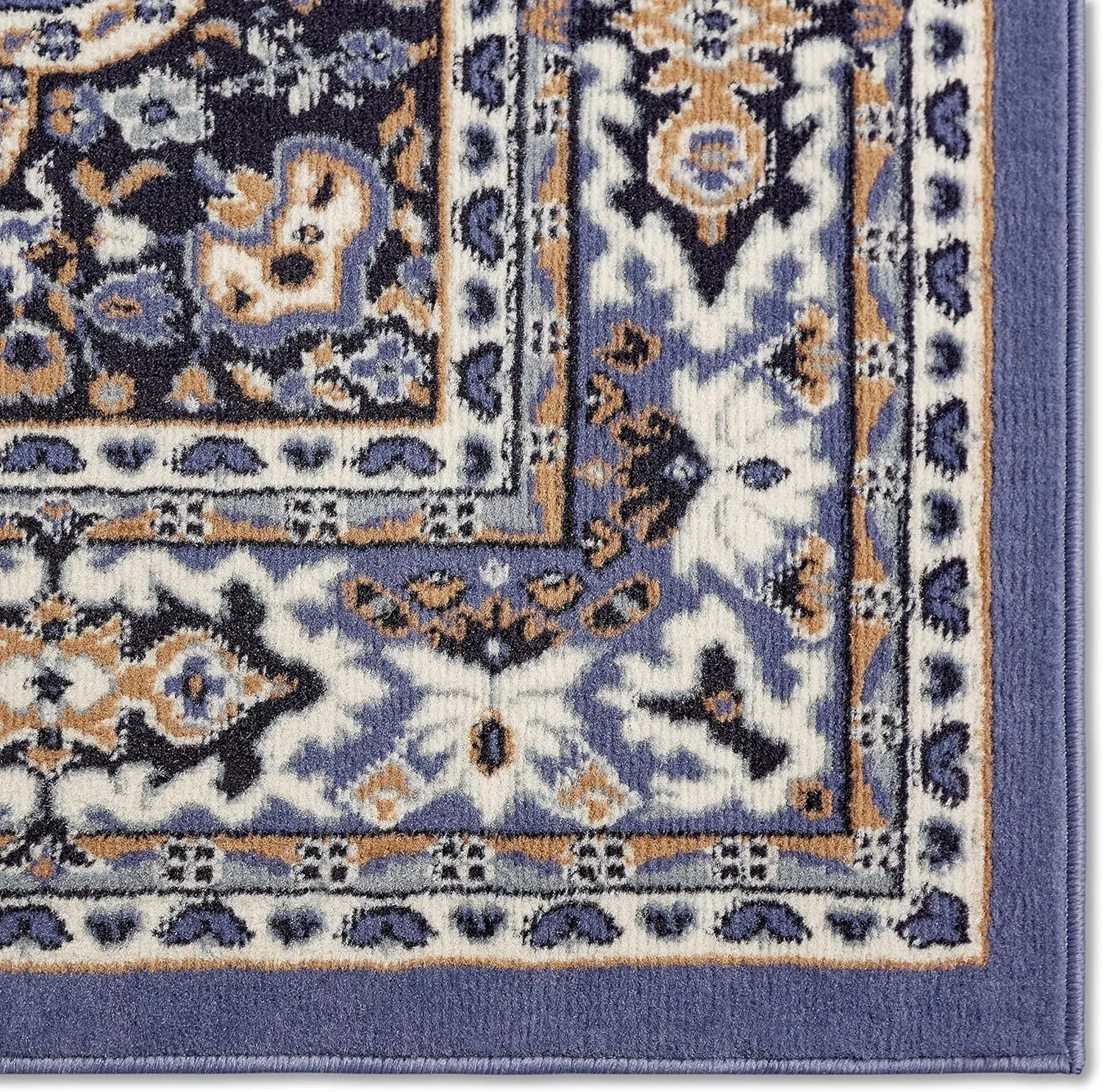 Home Dynamix Premium Sakarya Traditional Medallion Border Area Rug, Country Blue, 5'2"x7'4" Rectangle