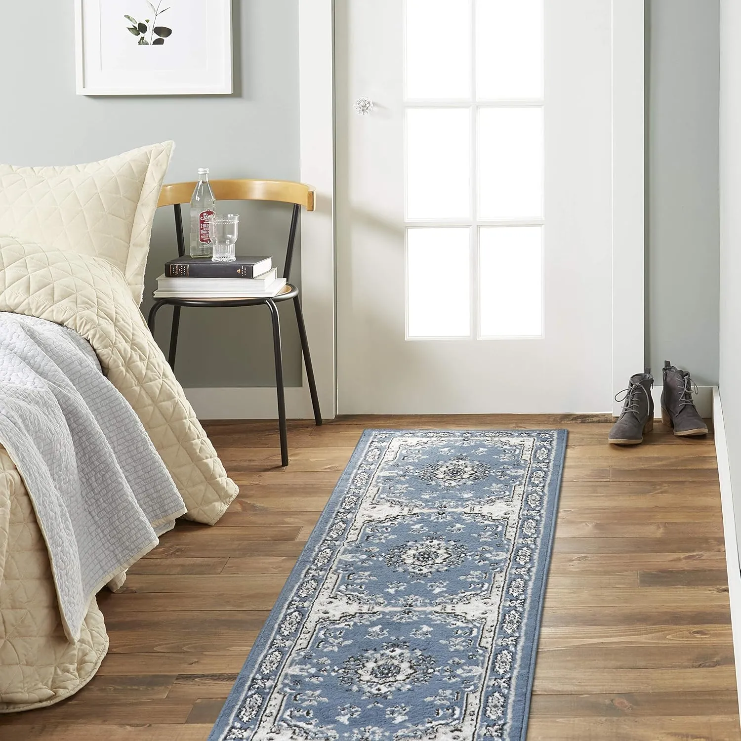 Home Dynamix Premium Sakarya Traditional Medallion Border Area Rug, Midnight Blue, 1'9"x7'2" Runner