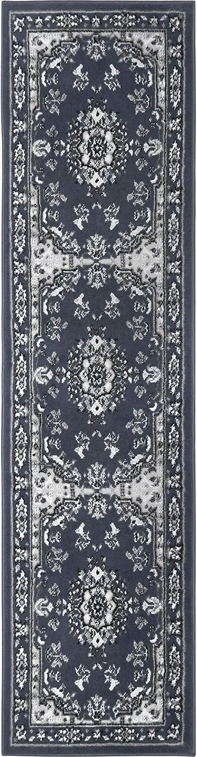 Home Dynamix Premium Sakarya Traditional Medallion Border Area Rug, Midnight Blue, 1'9"x7'2" Runner