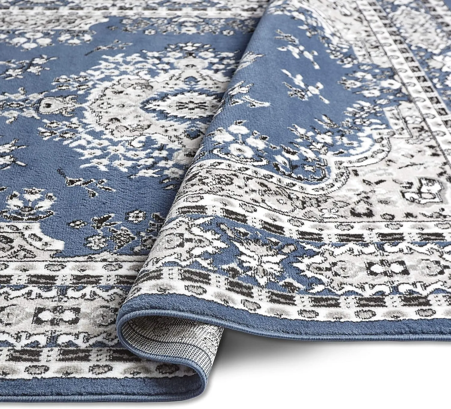 Home Dynamix Premium Sakarya Traditional Medallion Border Area Rug, Midnight Blue, 1'9"x7'2" Runner
