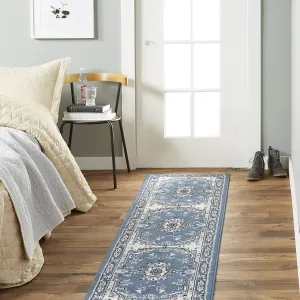 Home Dynamix Premium Sakarya Traditional Medallion Border Area Rug, Midnight Blue, 1'9"x7'2" Runner
