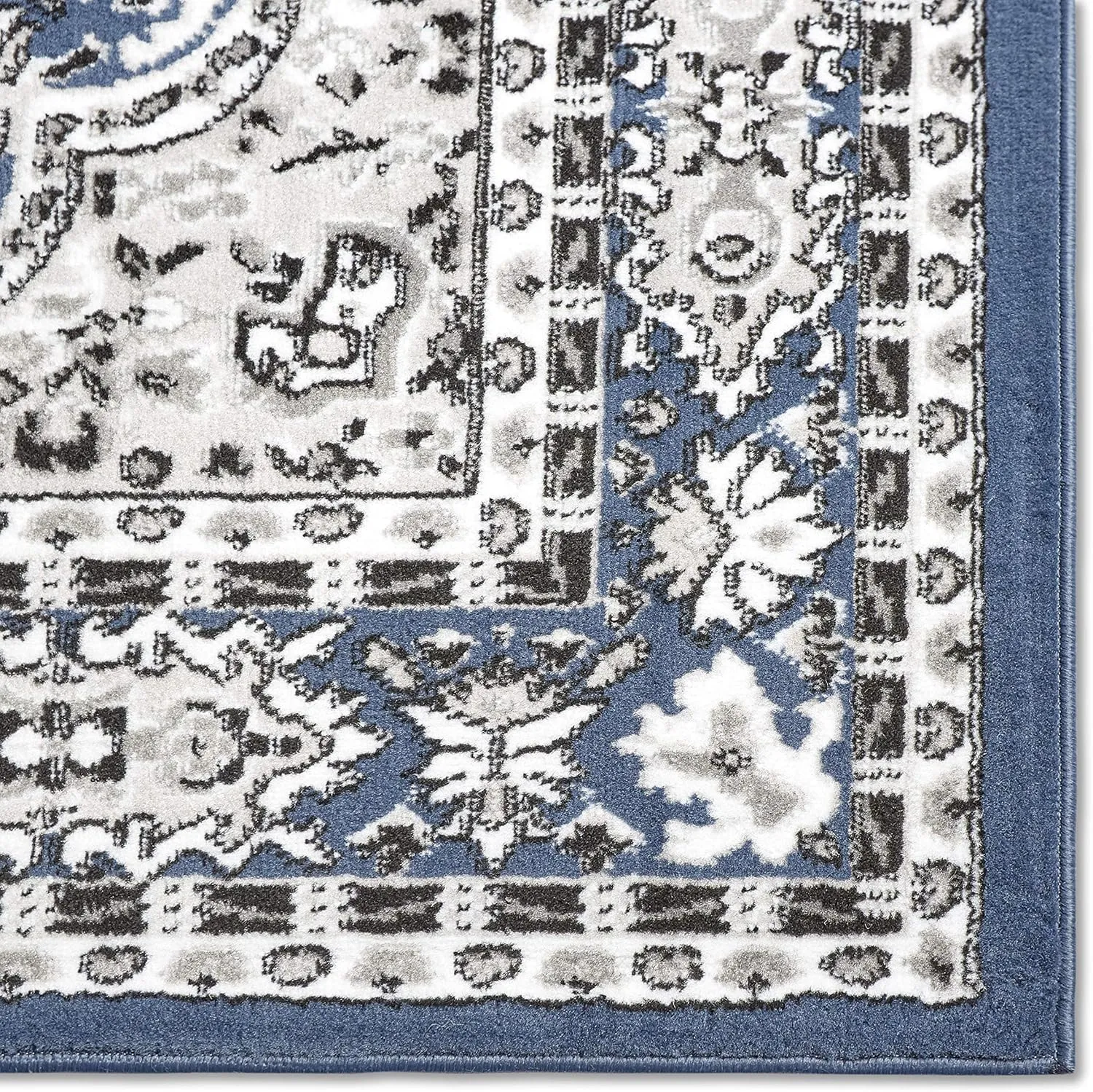 Home Dynamix Premium Sakarya Traditional Medallion Border Area Rug, Midnight Blue, 1'9"x7'2" Runner