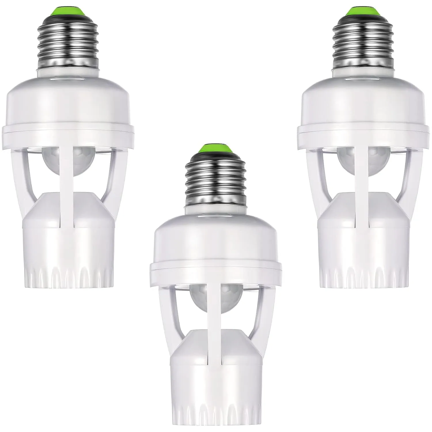 Hortsun 3 Pieces Hortsun Motion Sensor Light Socket Smart Screw in Light Bulb Outlet Compatible with E26/e27 Motion Activated Bulb Holder Adapter Automatic Control for Garage Storage Room