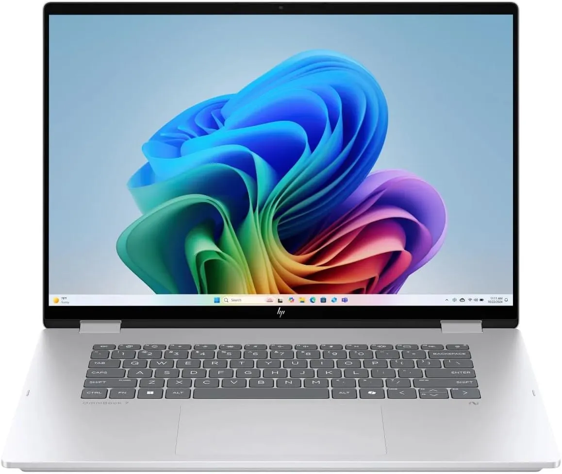 HP 2025 Laptop | OmniBook 7 Flip 2-in-1 | 16" 2880x1800 Touch | Intel-8 Core Ultra 7 258V | 32GB LPDDR5 | 4TB SSD | Windows 11 Pro | Wi-Fi 7 - BT 5.4 - Backlit KB - 5MP IR Camera - Glacier Silver