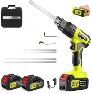 Huanyu Cordless Hot Knife with Temperature Display 100W Max 500℃ 3.0Ah Battery Powered Air Cooling Cutting Tool 2 Blades 4" 6" Set Electric Hot Knife for Styrofoam, Rope, Fabric, Acrylic