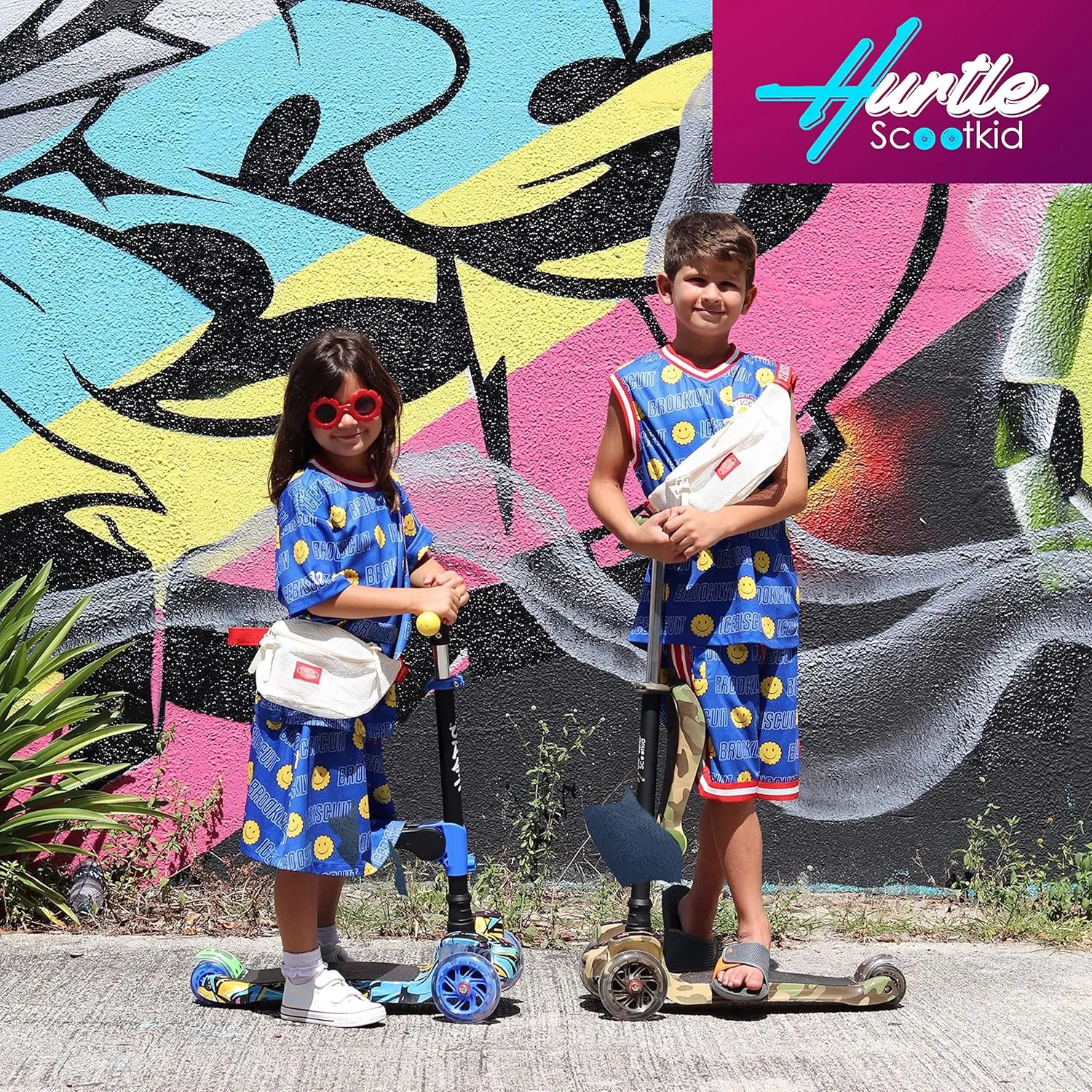 Hurtle 3-Wheeled Scooter for Kids - Wheel LED Lights, Adjustable Lean-to-Steer Handlebar, and Foldable Seat - Sit or Stand Ride with Brake for Boys and Girls Ages 1-14 Years Old