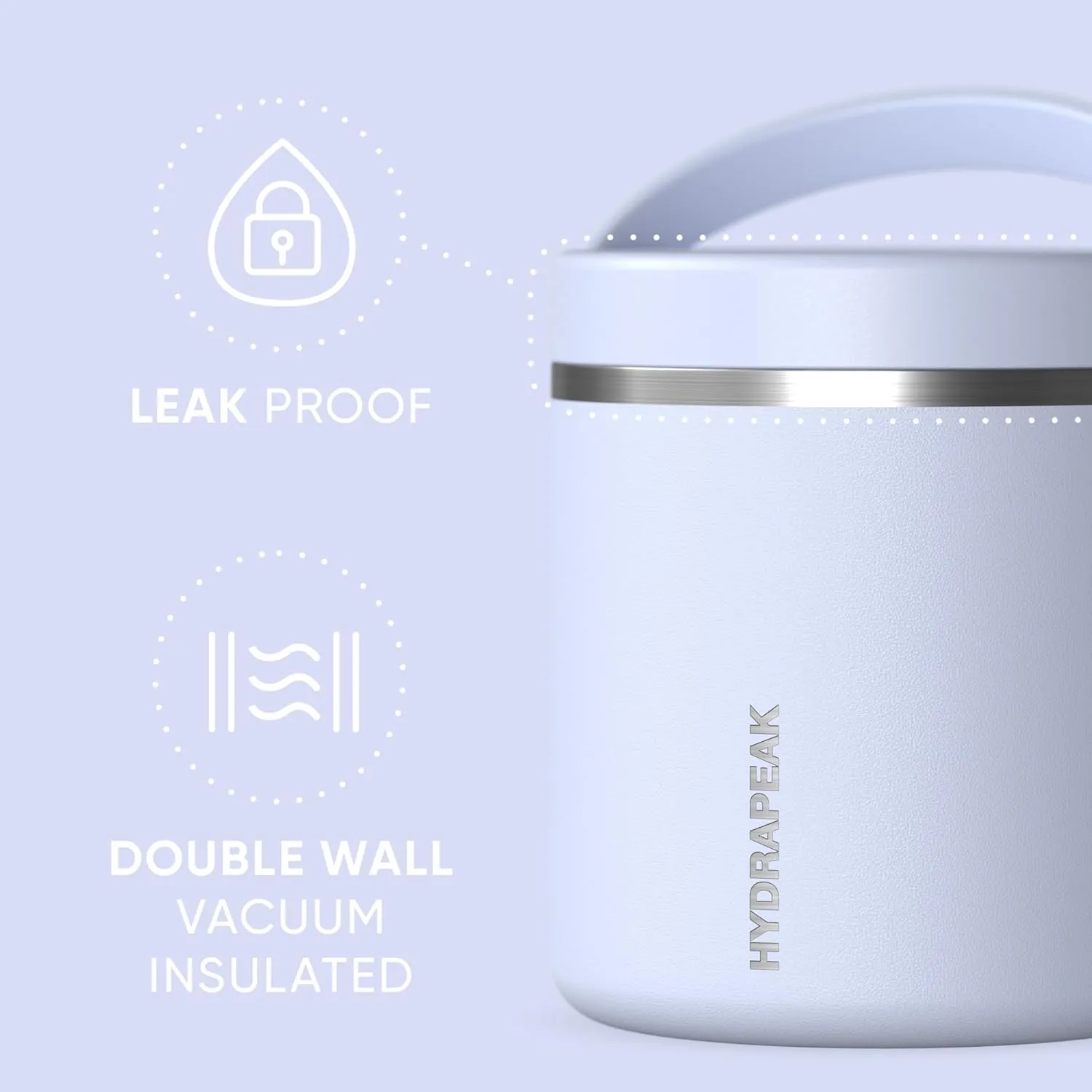 Hydrapeak 25oz Stainless Steel Vacuum Insulated Thermos Food Jar | Kids for Hot and Cold Food, Wide Mouth Leak-Proof Soup Adults, 10 Hours 16 (Iceberg)