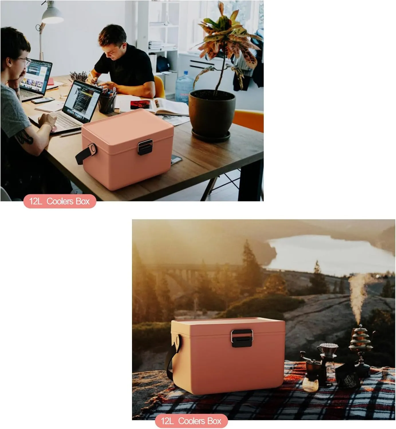 Ice Box,Cooler Box,PU Foam Insulation,Stays Cool for up to 48 Hours,Ideal for Camping,Anglers and Travelling,12L
