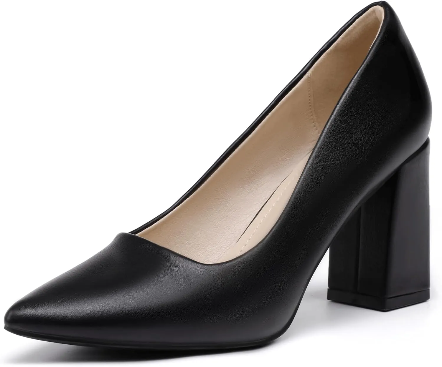 IDIFU IN3 Women's Chunky Block Heels - Pointed Toe Dress Shoes for Women - Dressy Wedding Bride Bridal Prom Work Office Comfortable Thick Heels Pumps Shoes