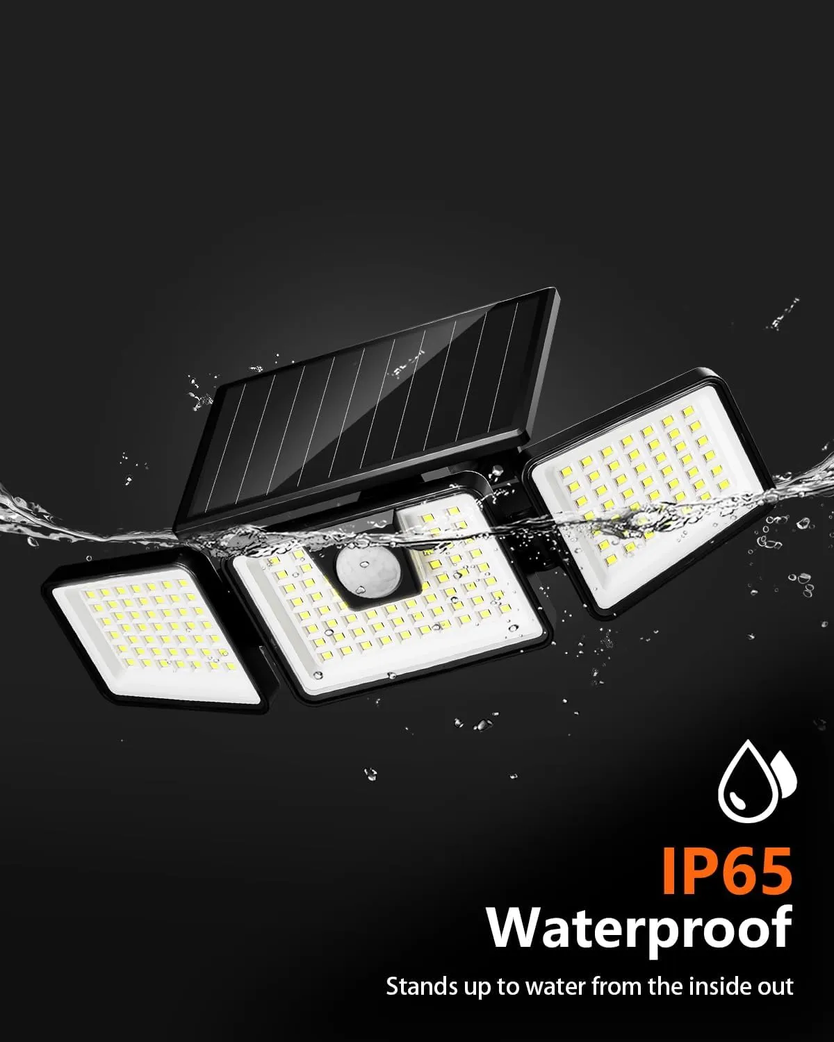 INCX Solar Motion Sensor Lights Outdoor, 3 Heads Security Lights Solar Powered, 156 LED Flood Light Motion Detected Spotlight for Patio Yard Garage Entryways, IP65 Waterproof 4 Pack