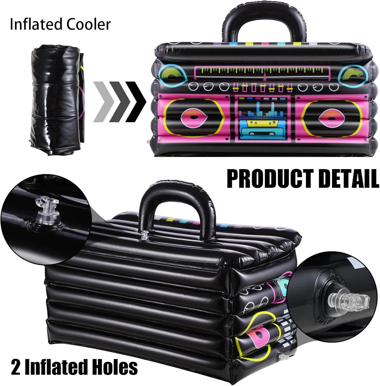 Inflatable Cooler for Parties, Radio Designed Style Inflatable Drink Cooler for Parties, Blow up Party Cooler for 80s90s Party Decorations