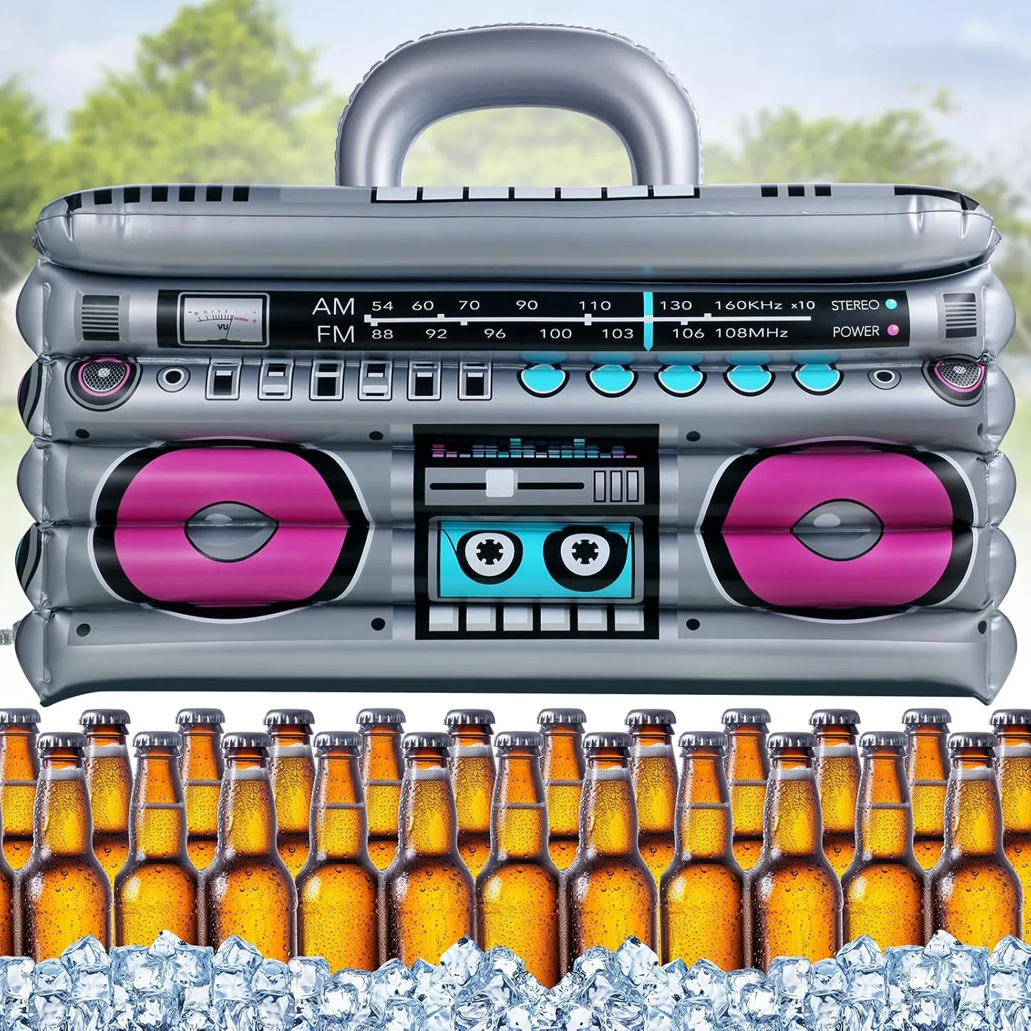 Inflatable Cooler for Parties, Radio Designed Style Inflatable Drink Cooler for Parties, Blow up Party Cooler for 80s90s Party Decorations