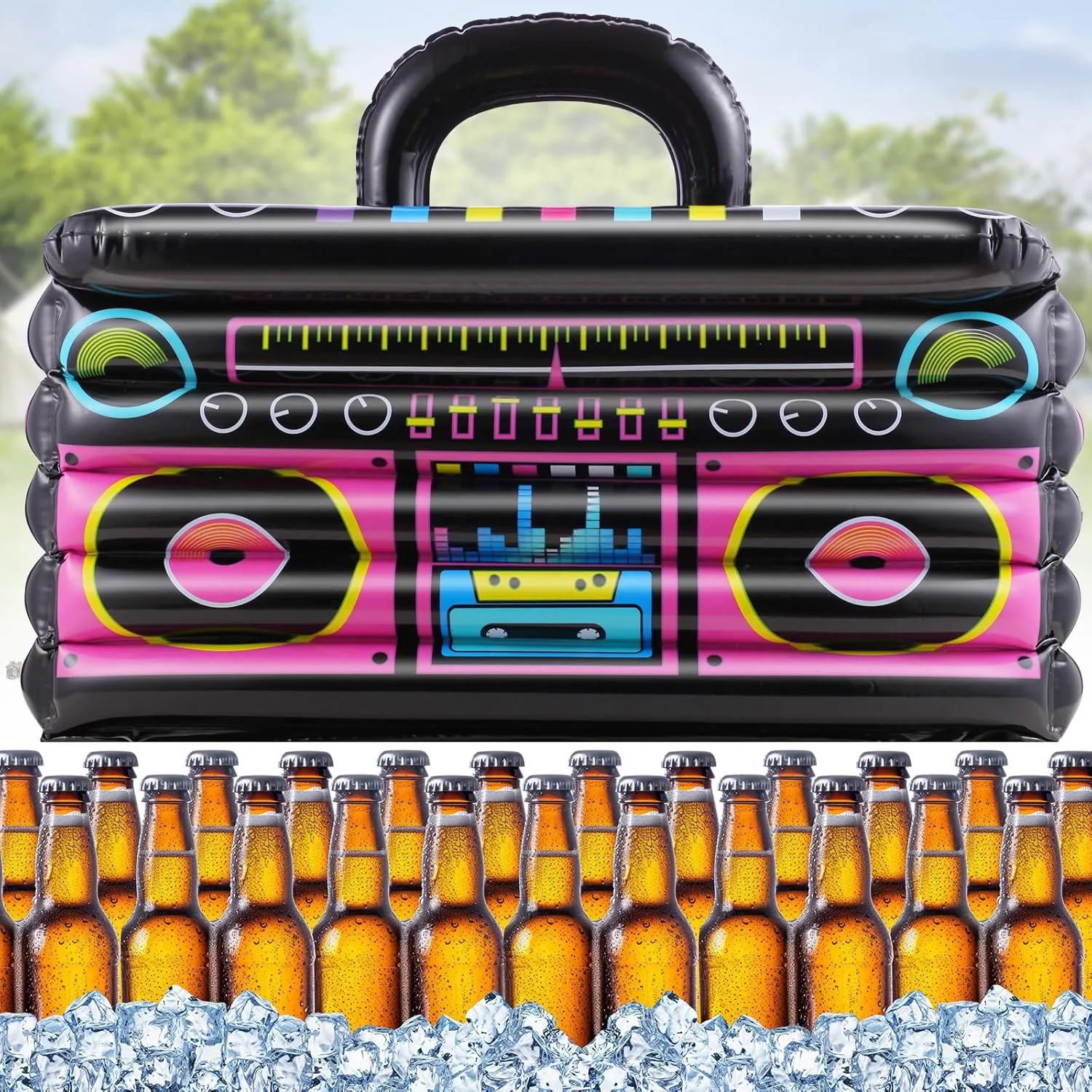 Inflatable Cooler for Parties, Radio Designed Style Inflatable Drink Cooler for Parties, Blow up Party Cooler for 80s90s Party Decorations