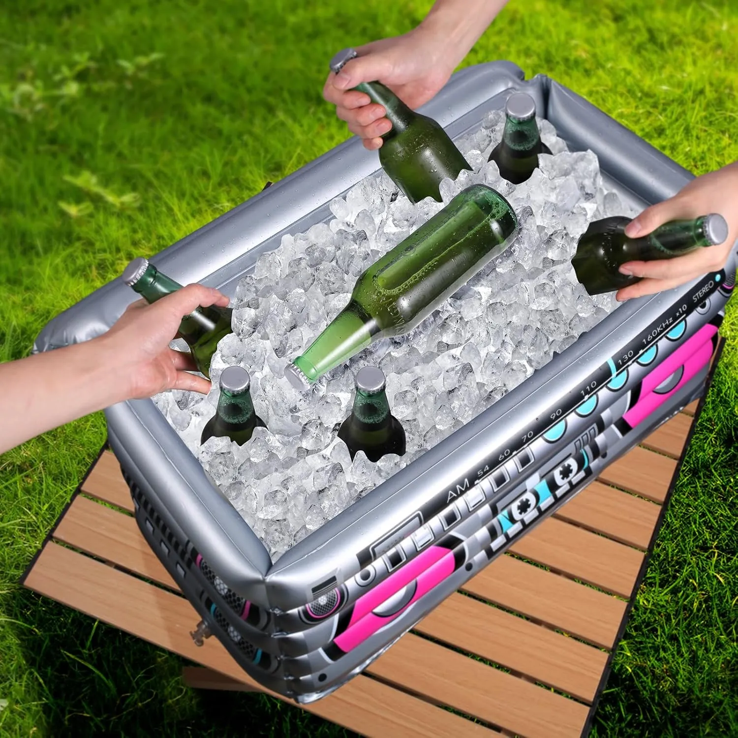 Inflatable Cooler for Parties, Radio Designed Style Inflatable Drink Cooler for Parties, Blow up Party Cooler for 80s90s Party Decorations
