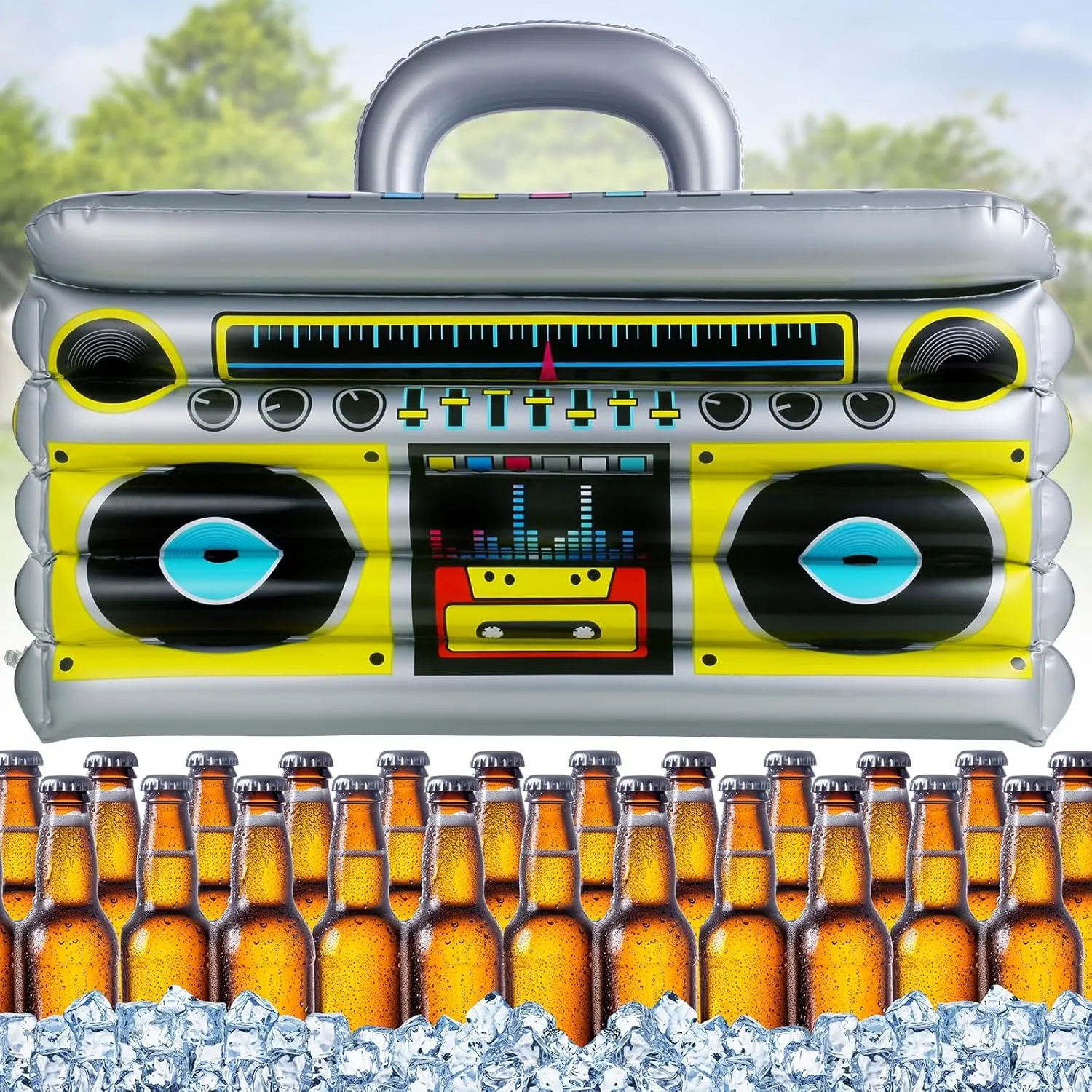 Inflatable Cooler for Parties, Radio Designed Style Inflatable Drink Cooler for Parties, Blow up Party Cooler for 80s90s Party Decorations