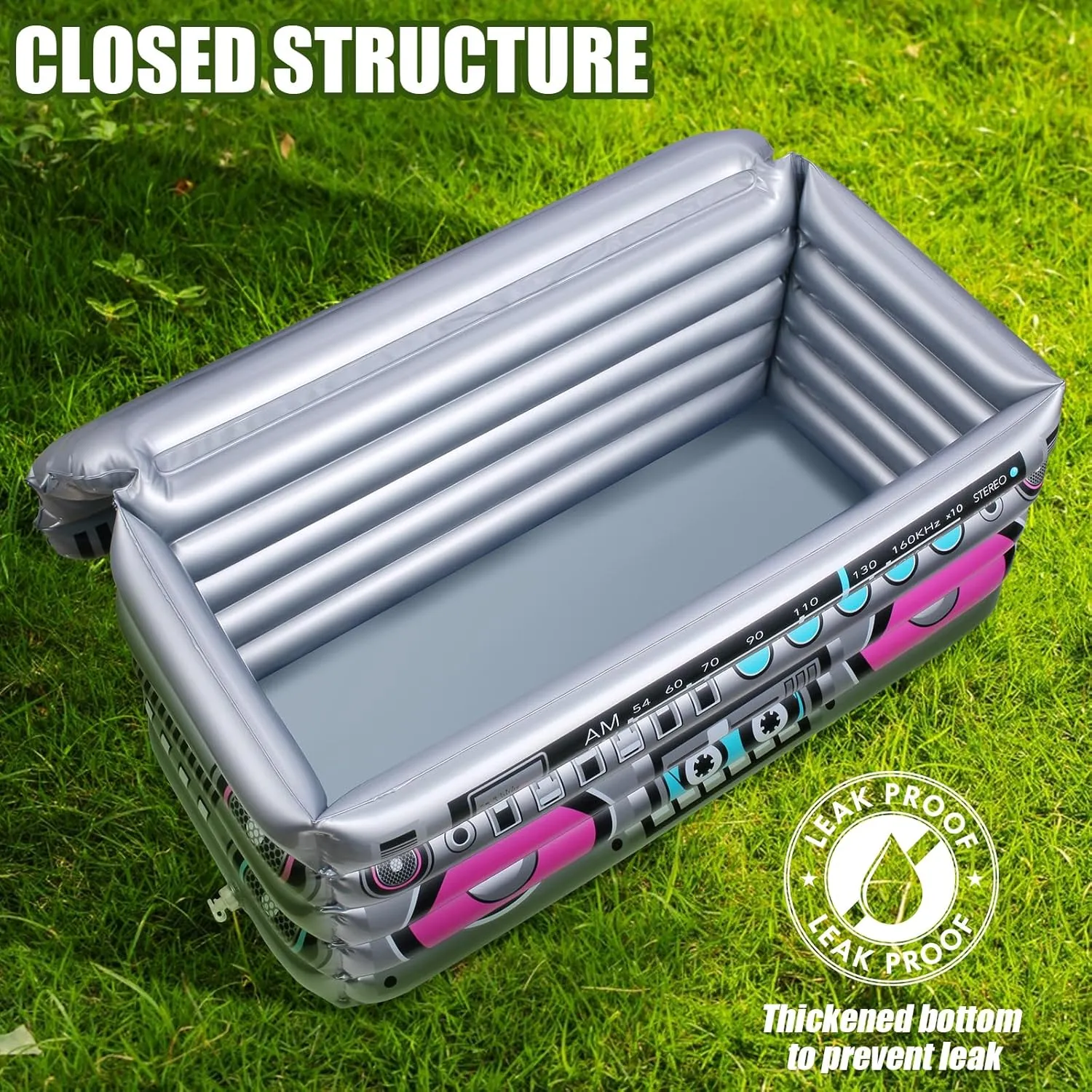 Inflatable Cooler for Parties, Radio Designed Style Inflatable Drink Cooler for Parties, Blow up Party Cooler for 80s90s Party Decorations