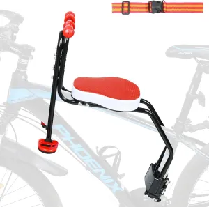 INNOLIFE Child Bike Seat, Kids Bicycle Seat Front Mounted Child Bike Carrier with Handrail & Foldable Pedals for 3-6 Years Children, Kids,Toddlers
