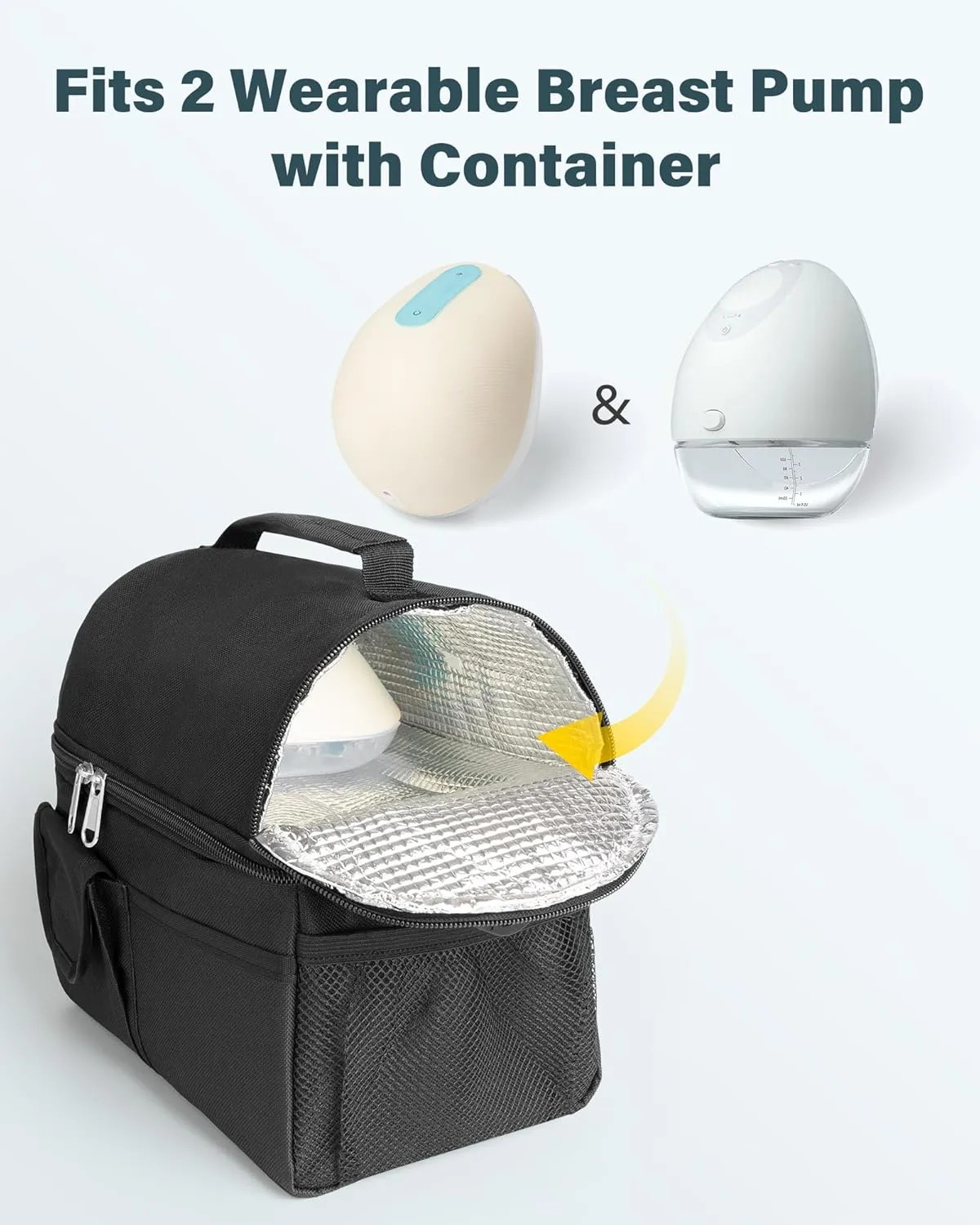 Insulated Breast Pump Carrying Bag with Cooler Compartment - Fits Major Hands-Free Pumps, Stylish & Protective, Includes Shoulder Strap