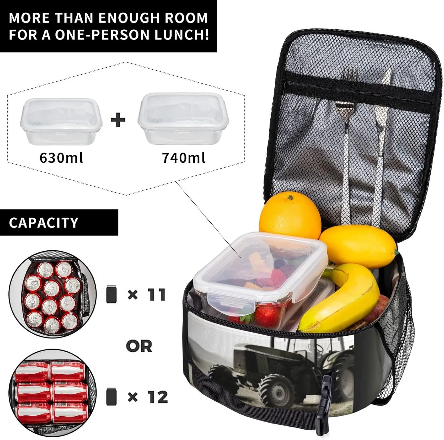 Insulated Lunch Bag for Women Men Tractor Agriculture Tranquil_76680268 Lunch Box Reusable Lunch Tote Bag for Work Picnic Travel