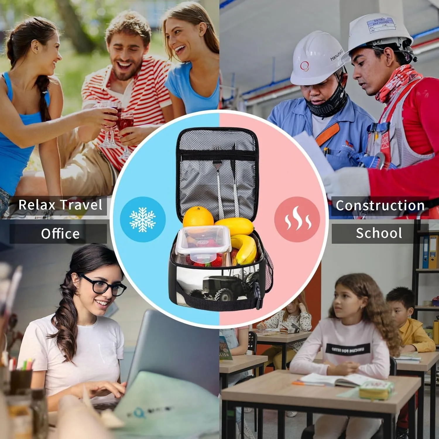 Insulated Lunch Bag for Women Men Tractor Agriculture Tranquil_76680268 Lunch Box Reusable Lunch Tote Bag for Work Picnic Travel