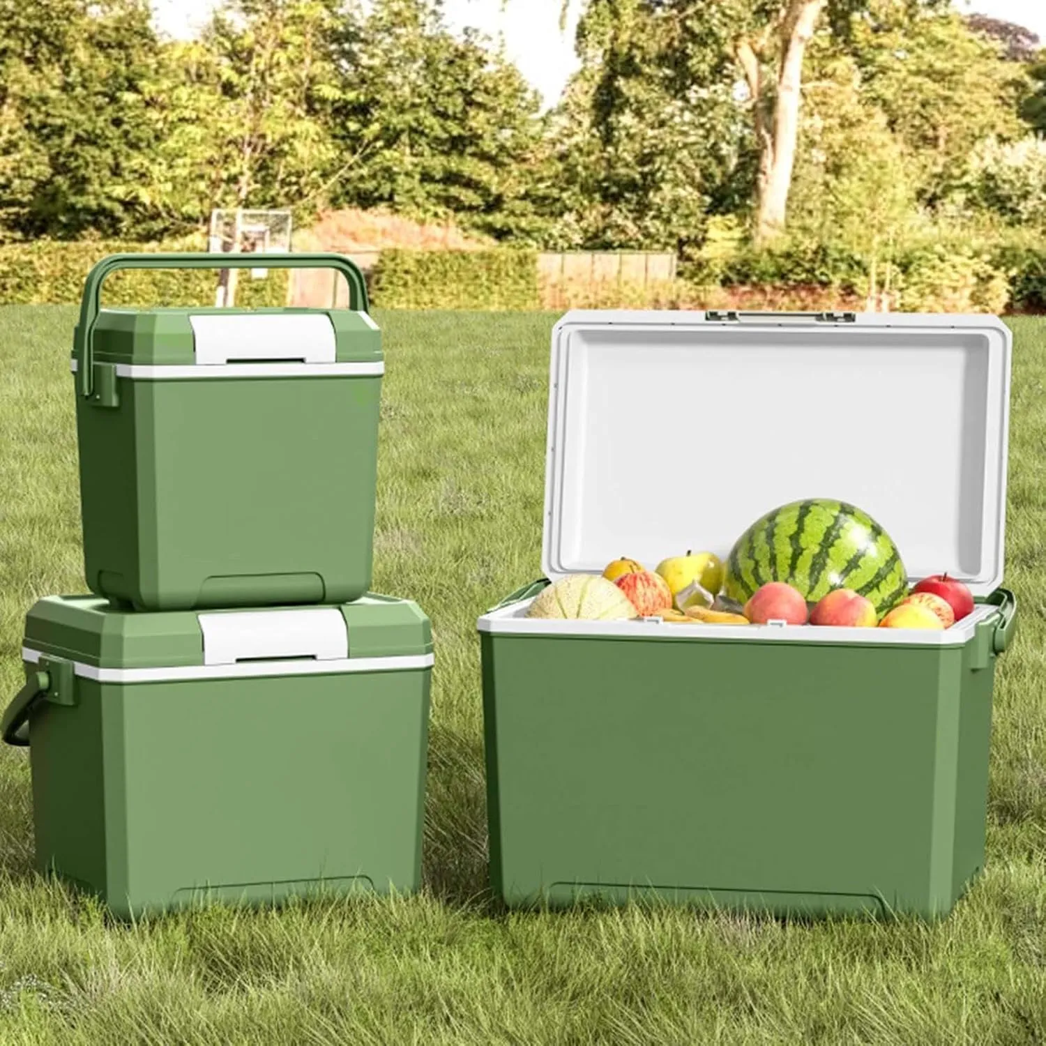 Insulated Portable Camping Coolers, Ice Retention Hard Cooler with Handle, Small Ice Chest Hard Food Storage for Beach, Camping, Sports