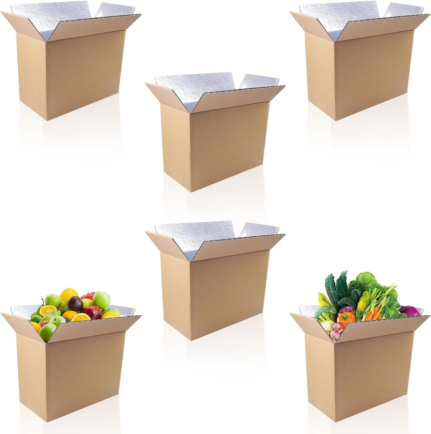 Insulated Shipping Boxes for Shipping Frozen Food-11" x 6.1" x 7.87" (6 Pack),Large Foil Cooler Carton Moving Kits for Mailing Packing,Reusable Cold Shipping Box with Insulation