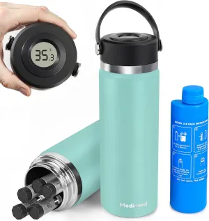 Insulin Cooler Travel Case Tsa Approved, 3-5 Pens Medicine Travel Cooler Temp Display, Diabetes Case with Reusable Ice Pack, Refrigerated Medication Organizer for Diabetic Supplies (Seafoam)