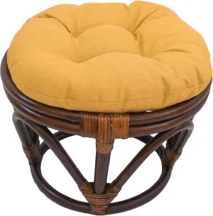 International Caravan Bali 18-inch Footstool with Solid Outdoor Cushion Lemon