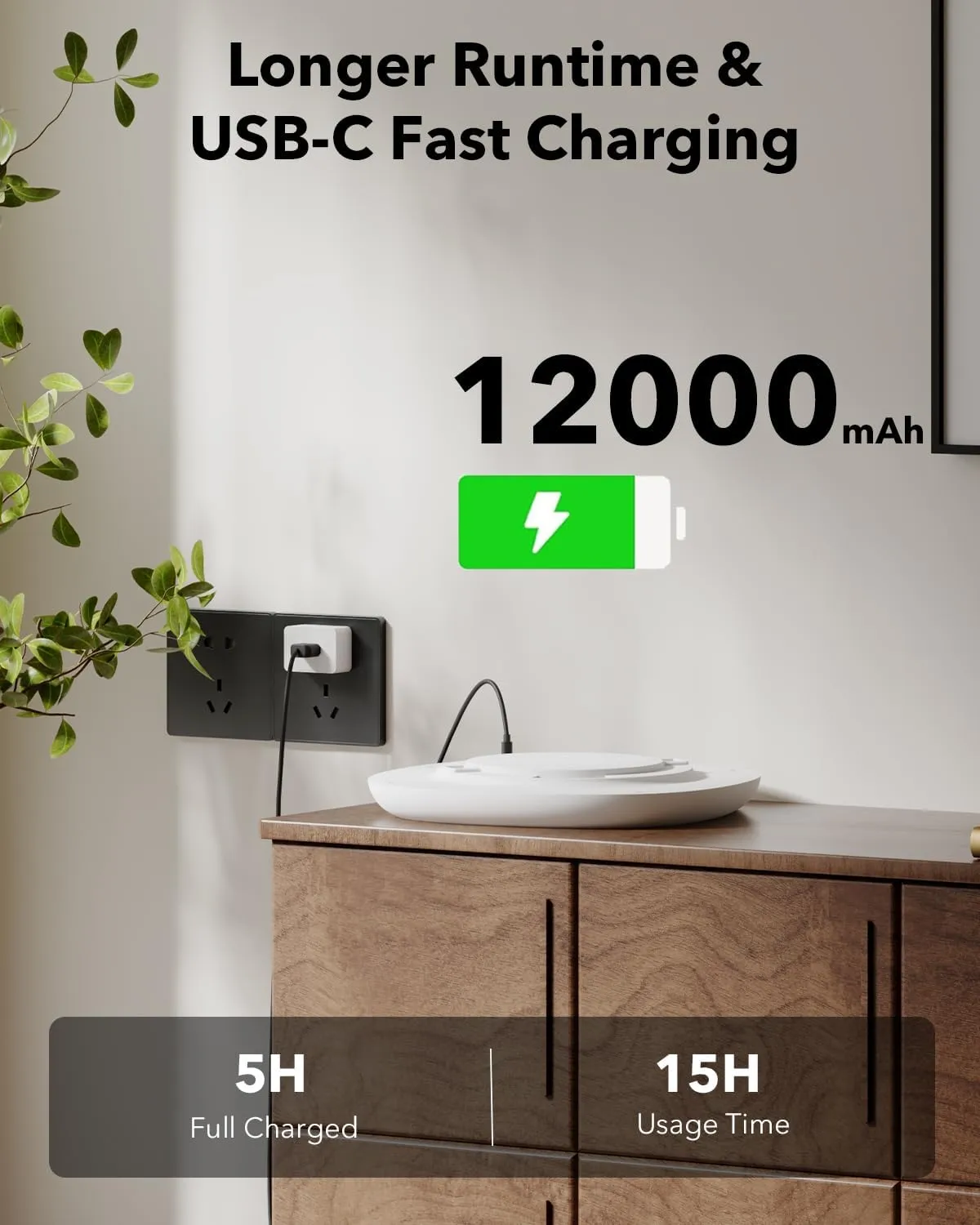 IP54 Waterproof Rechargeable Shower Light Indoor, 12000mAh Motion Sensor Wireless Ceiling Light with Remote No Wiring, Battery Operated Closet Lights Cordless LED Overhead Lighting for Pantry Bathroom