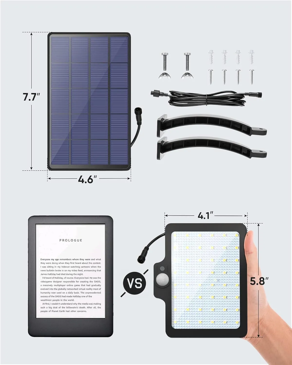 JACKYLED Upgraded Solar Flood Lights Outdoor Motion Sensor, 1000 Lumens Dusk to Dawn Solar Lights Outdoor, 48 LED, IP65 Waterproof, 3 Modes, Auto On/Off, Separate Solar Panel with 9.8ft Cord