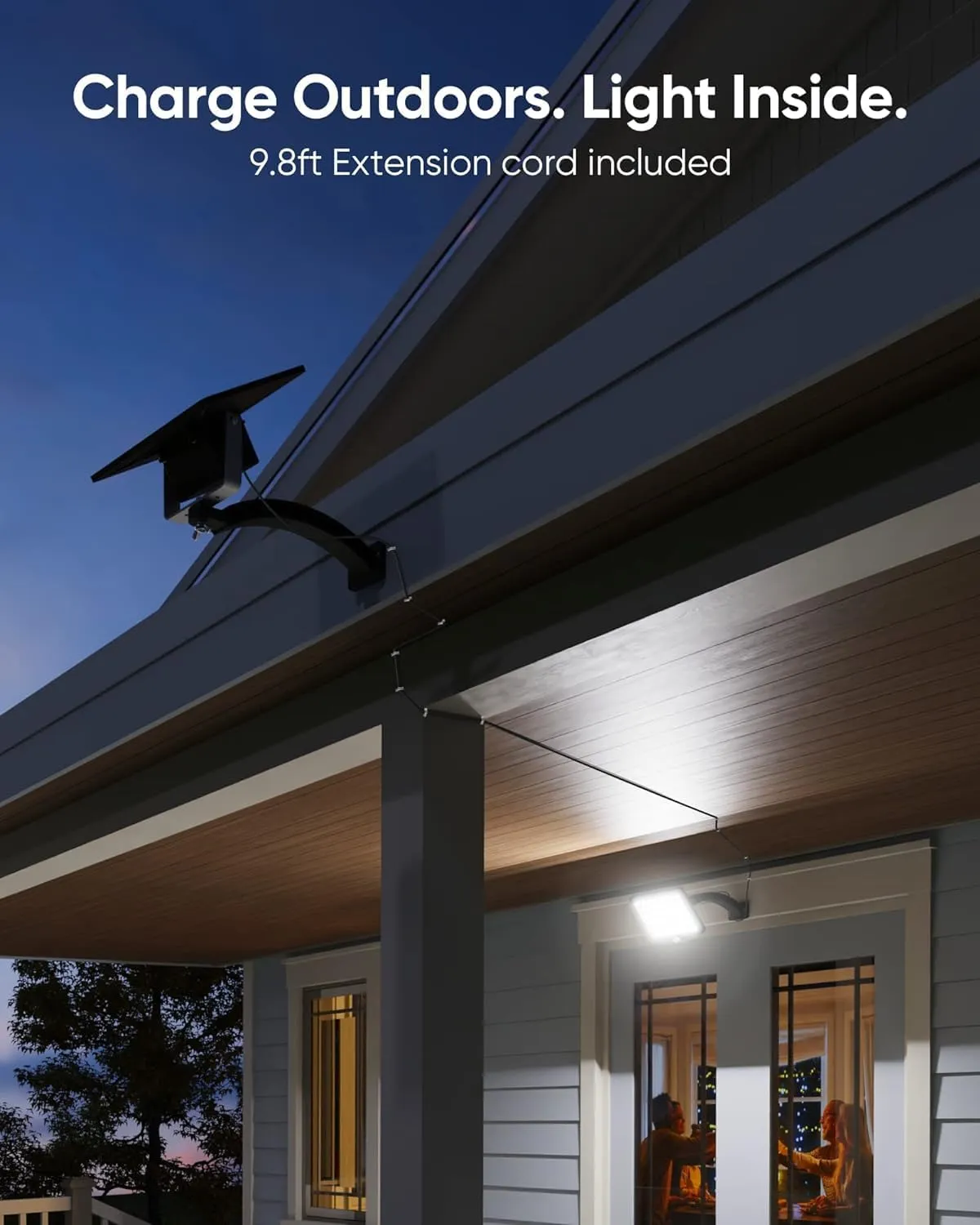 JACKYLED Upgraded Solar Flood Lights Outdoor Motion Sensor, 1000 Lumens Dusk to Dawn Solar Lights Outdoor, 48 LED, IP65 Waterproof, 3 Modes, Auto On/Off, Separate Solar Panel with 9.8ft Cord