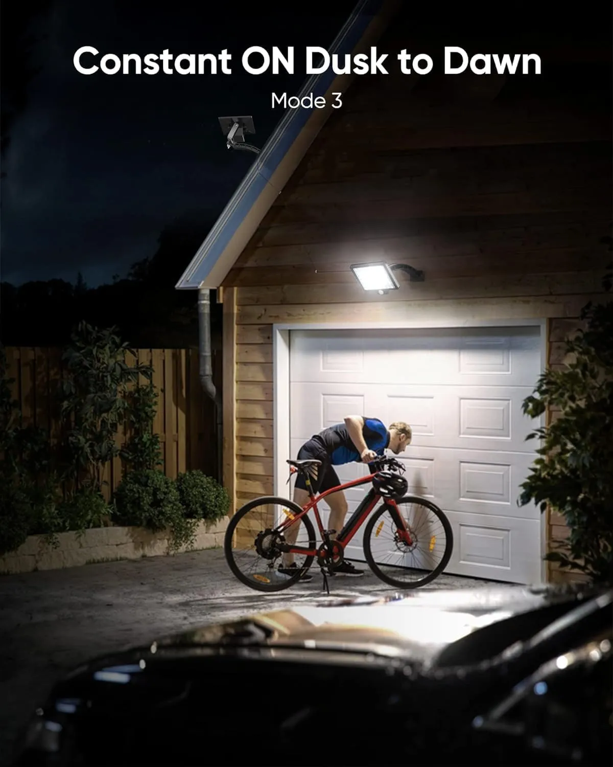 JACKYLED Upgraded Solar Flood Lights Outdoor Motion Sensor, 1000 Lumens Dusk to Dawn Solar Lights Outdoor, 48 LED, IP65 Waterproof, 3 Modes, Auto On/Off, Separate Solar Panel with 9.8ft Cord