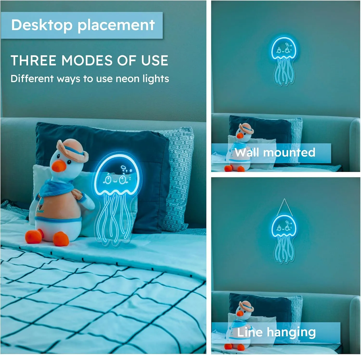 Jellyfish Neon Sign - Jellyfish Decor, Under The Sea Night Lamp, Jellyfish for Lamp Night Light,Ocean Theme Birhday Decoration Room Decor Jellyfish Led Lamp for Kids