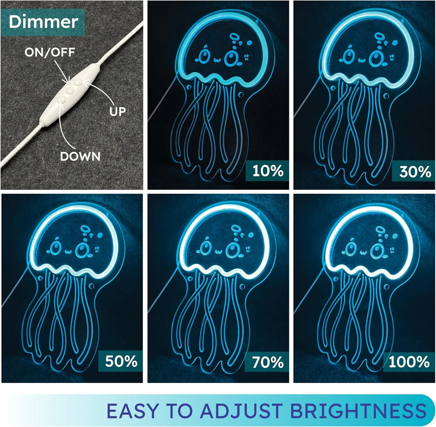 Jellyfish Neon Sign - Jellyfish Decor, Under The Sea Night Lamp, Jellyfish for Lamp Night Light,Ocean Theme Birhday Decoration Room Decor Jellyfish Led Lamp for Kids