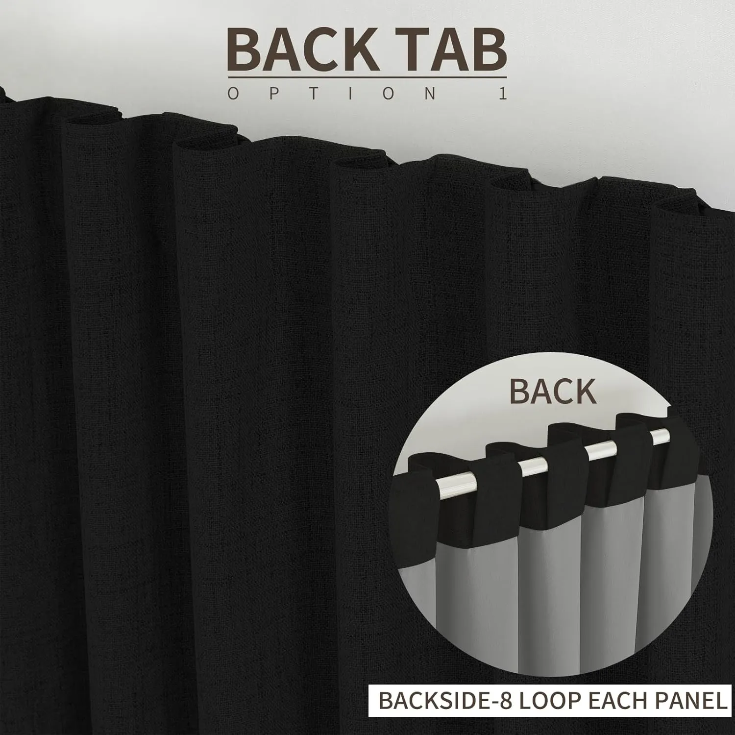 Joydeco 100% Blackout Curtains 84 inches Long Natural Linen Drapes 2 Panels Set Burg for Bedroom Living Room Black Out Darkening Curtain Thermal Insulated Back tab Rod Pocket(52x84 inch,Black)