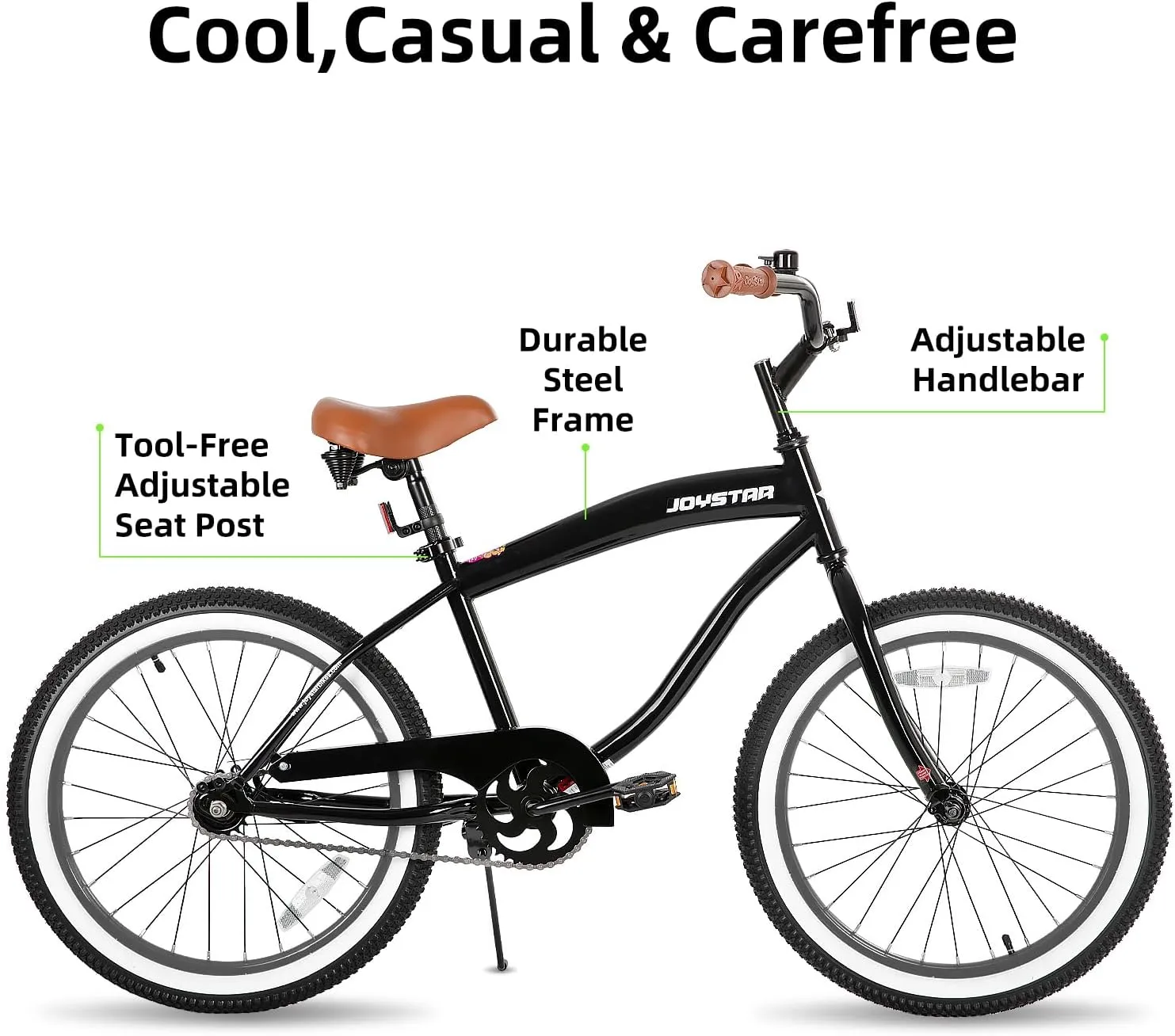 JOYSTAR 20" 24" 26" Beach Cruiser Bike for Girls, Boys, Mens and Womens, Single Speed Kids Cruiser Bikes with Coaster Brake, Multiple Colors