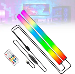 JUSJUBR 2PC RGB Under Monitor Light, Gaming Light with 353 Color Modes, LED Desk Light with Remote Control for Room/Monitor/PC Gaming Setup