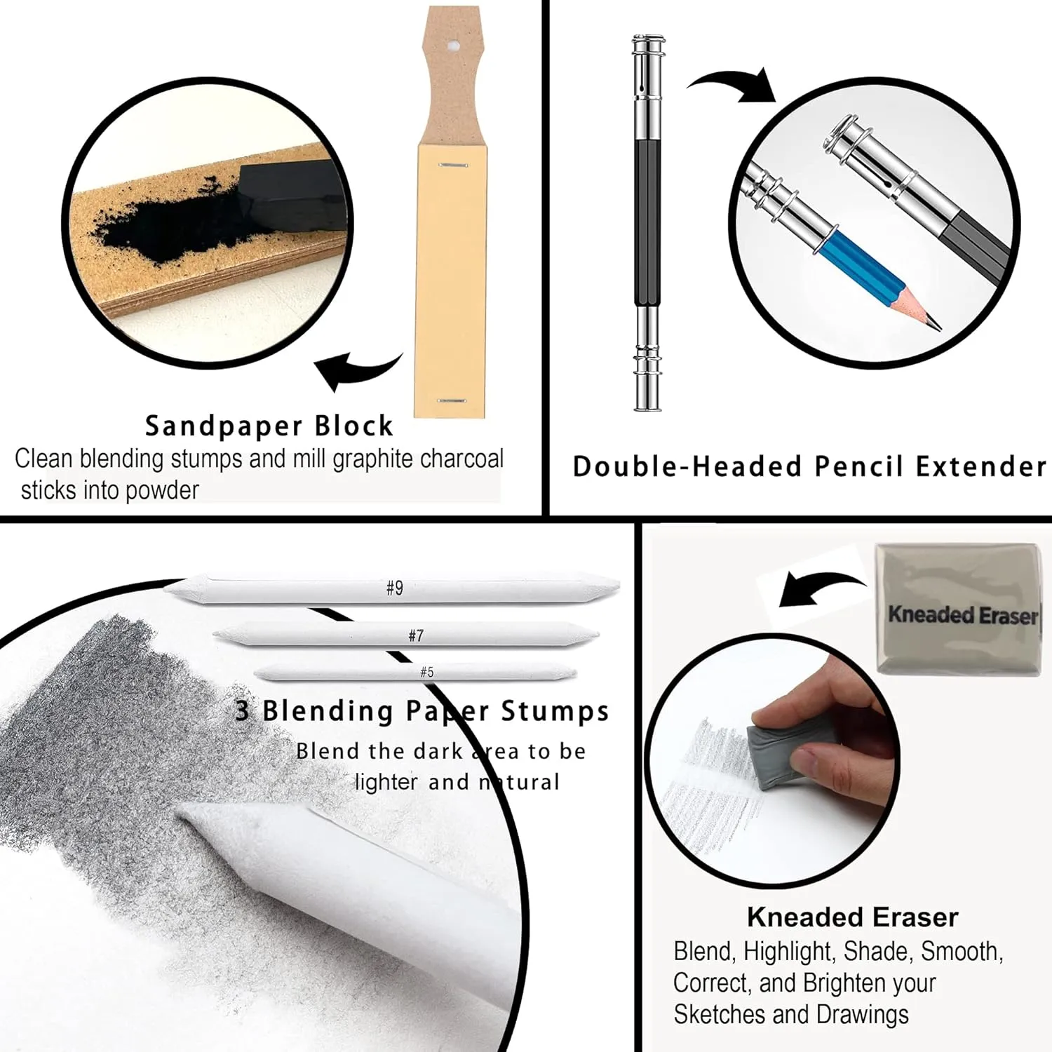 KALOUR Sketching Pencil Set(34 Pack) - Includes Sketchbook - Zippered Travel Case - Sketch Pencil,Charcoal Pencil,Blending Paper,Eraser - Art Drawing Supplies for Beginner, Kids,Adults