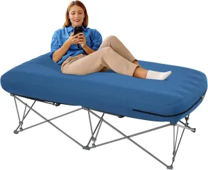 KAMPKEEPER Camping Cot,Folding Camping Bed with Inflatable Air Mattress and Carry Bag,for Outdoor Travel Camp Beach Vacation,(not Included The Airpump)